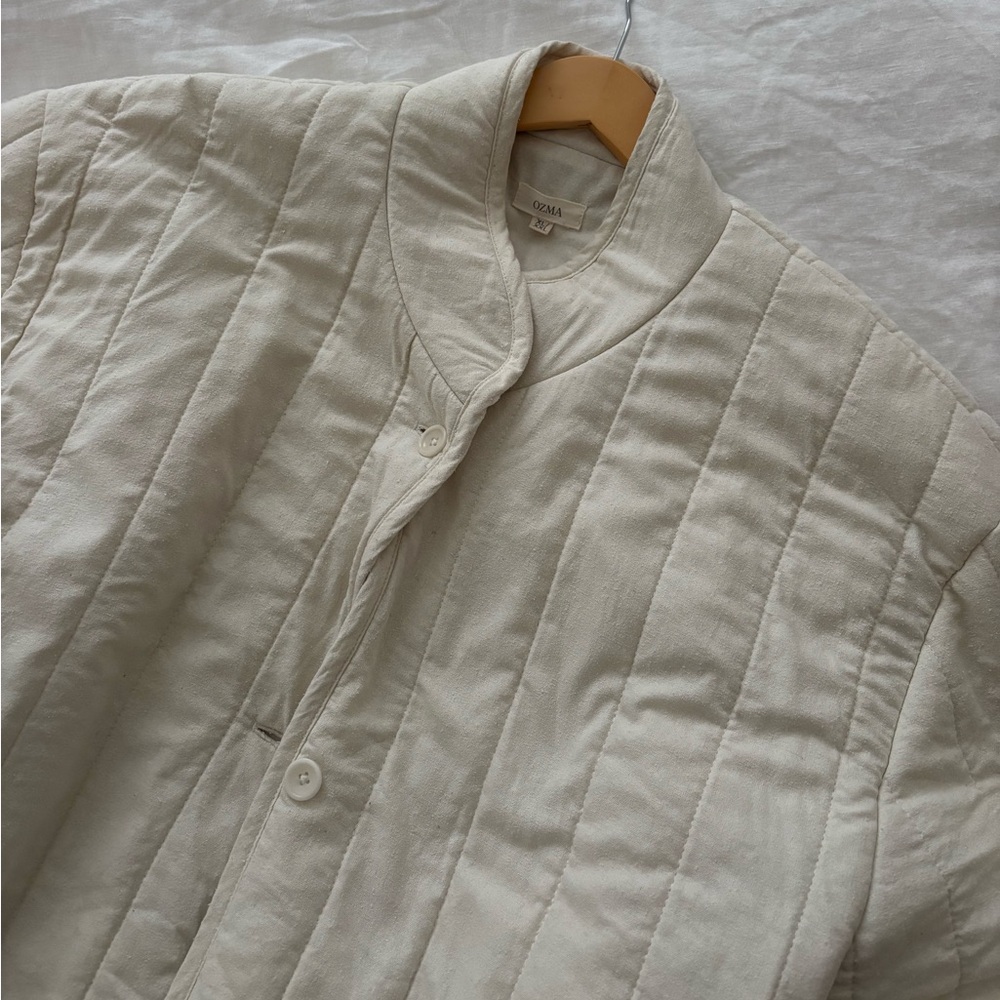 Ozma of California Silk Noil Quilted Jacket Cream - Picture 4 of 6